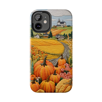 Harvest Hues: Halloween Pumpkin Patch | Embroidered Landscape for iPhone Range