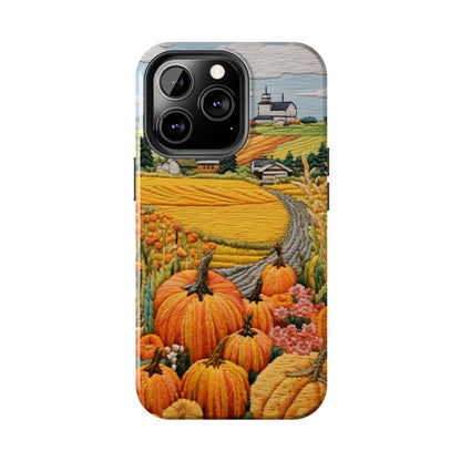 Harvest Hues: Halloween Pumpkin Patch | Embroidered Landscape for iPhone Range