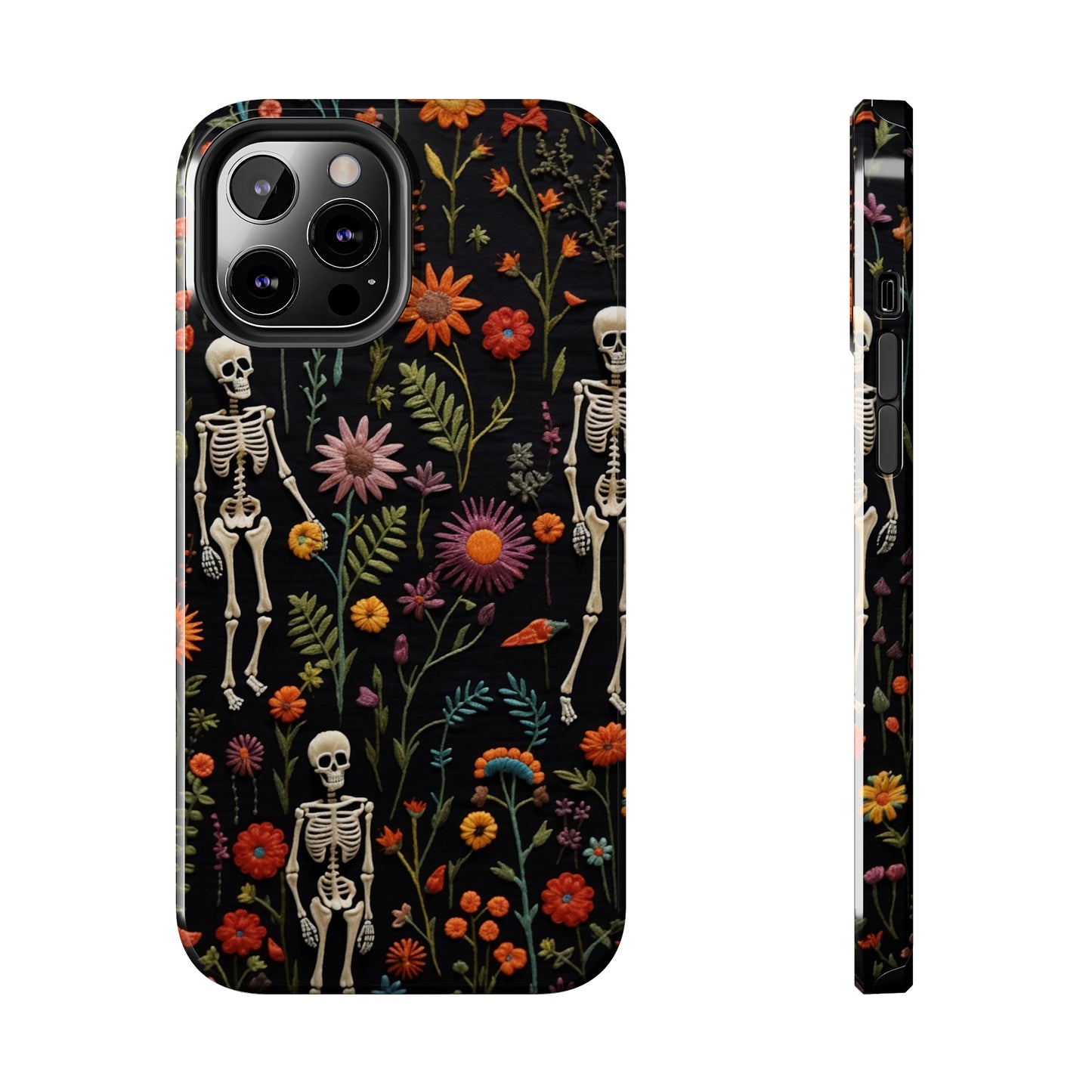 Skeletons in the garden Halloween Embroidery Phone Case