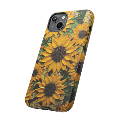 Sunflower Floral Color Explosion Mosaic Glass