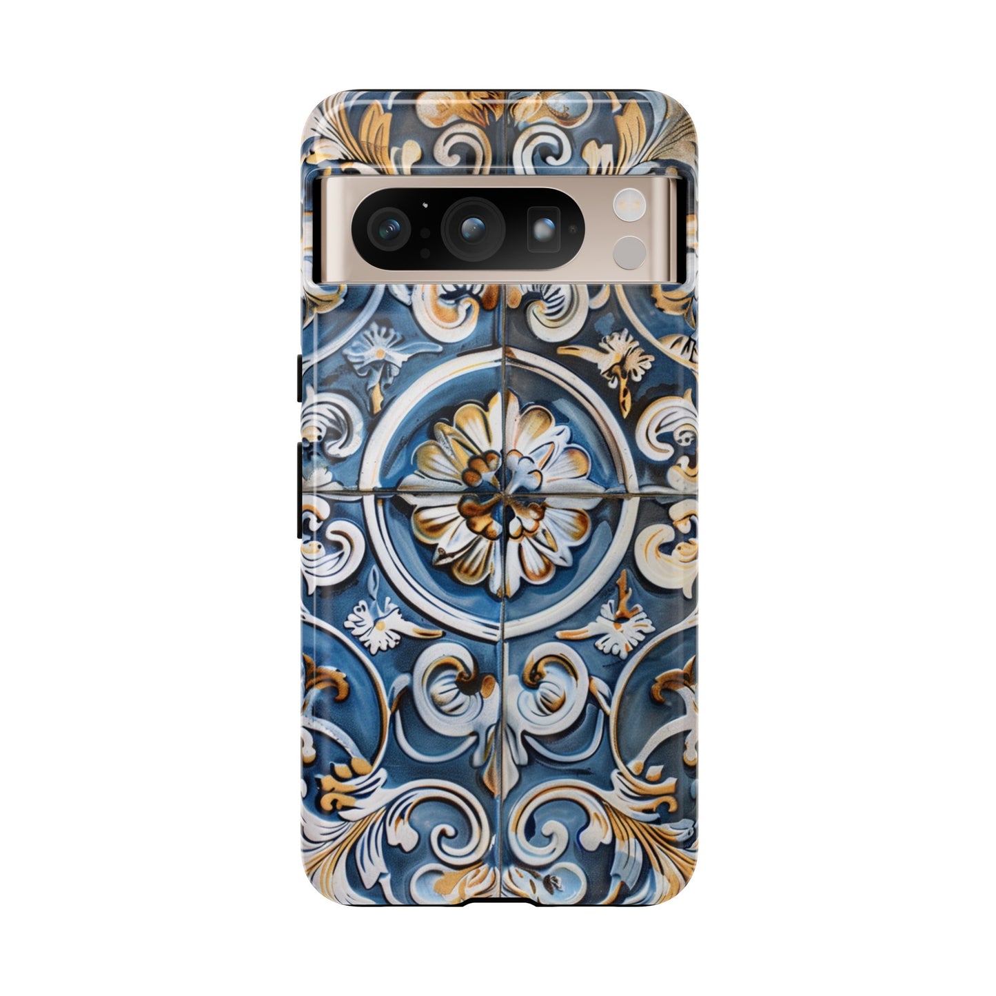 Azulejo Porcelain Blue & Creamy White Tile Mediterranean Design Phone Case