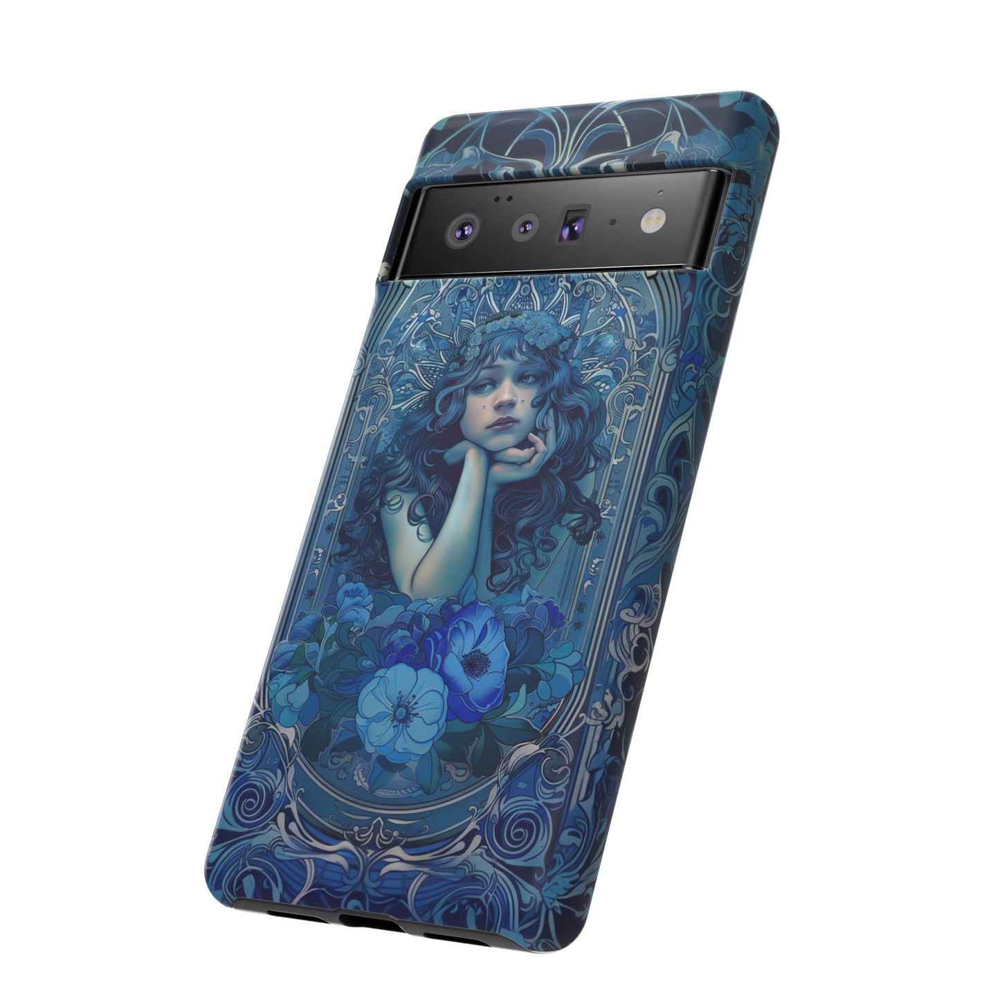 Blue Floral Art Nouveau Style Phone Case