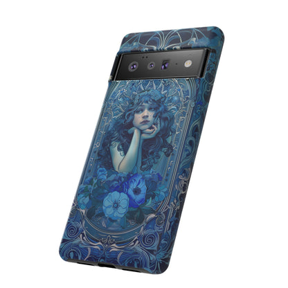 Blue Floral Art Nouveau Style Phone Case