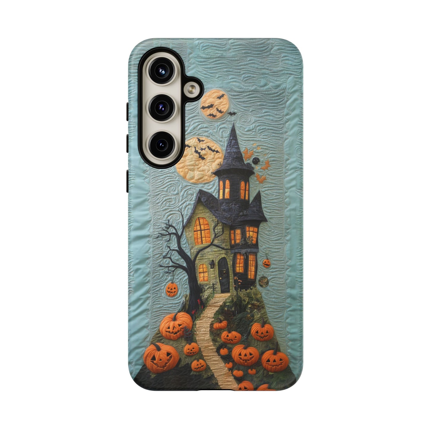 Halloween Haunted House Vintage Embroidery Style Phone Cover