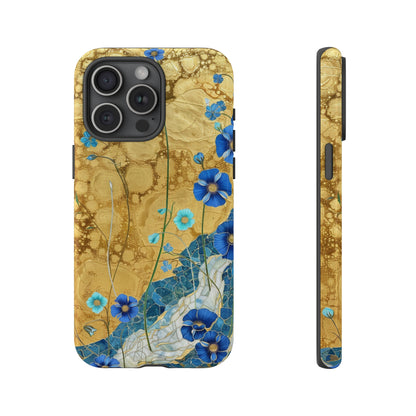 Forget Me Nots Gold Color Splash Floral Design Phone Case