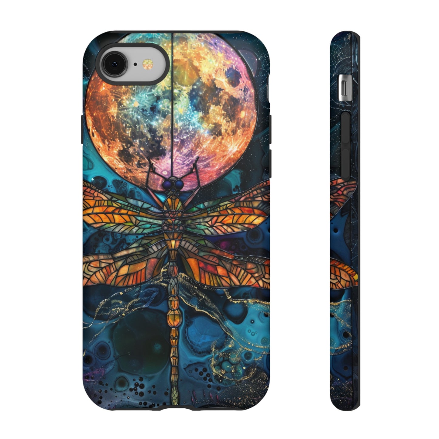 Full Moon Stained Glass Dragonfly Phone Cover