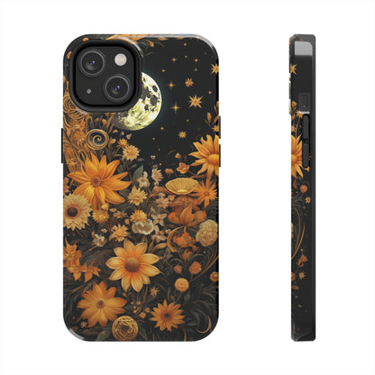 Cottagecore Floral Sun Moon Stars iPhone Case | Embrace Mystical Nature's Beauty