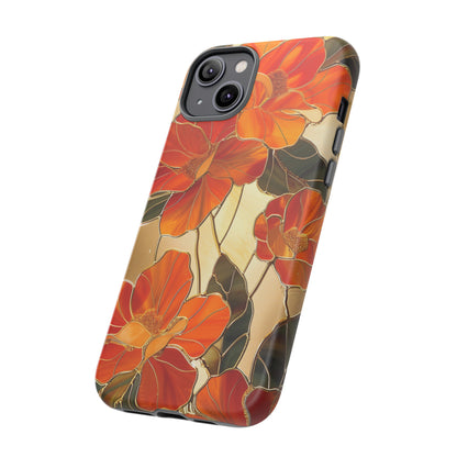 Orange Floral Phone Case Stained Glass Flower Aesthetic