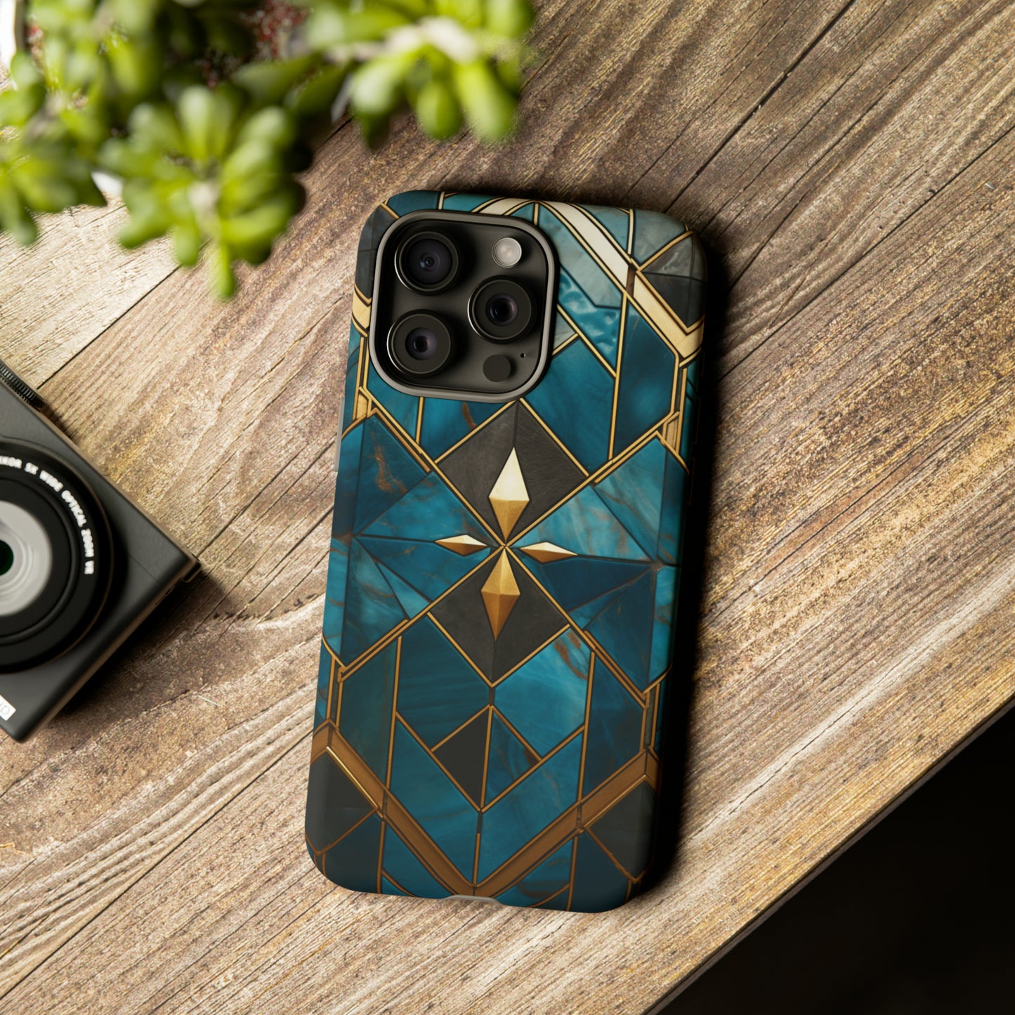 Gold and Blue Marble Mosaic Phone Case