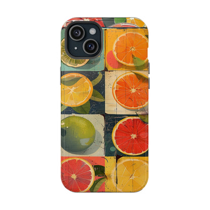 Italian Tile Citrus Fruit Abstract Floral Summer Style MagSafe Phone Case