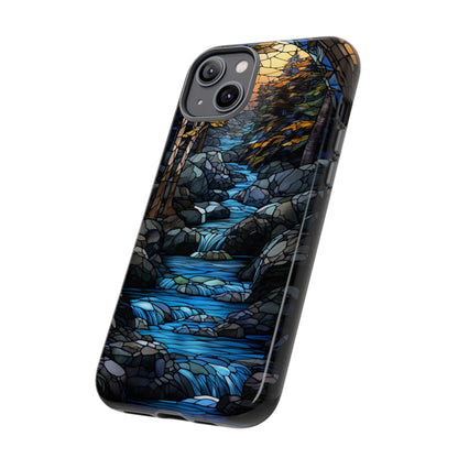 Stained Glass Stone Bridge and River Art Phone Case