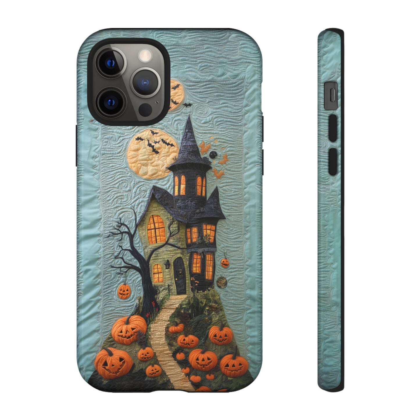 Halloween Haunted House Vintage Embroidery Style Phone Cover