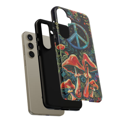 Embroidery Style Magic Mushrooms and Peace Sign Phone Case