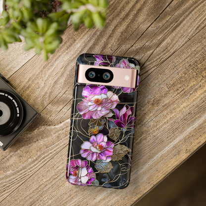 Magenta Color Floral Stained Glass Phone Case