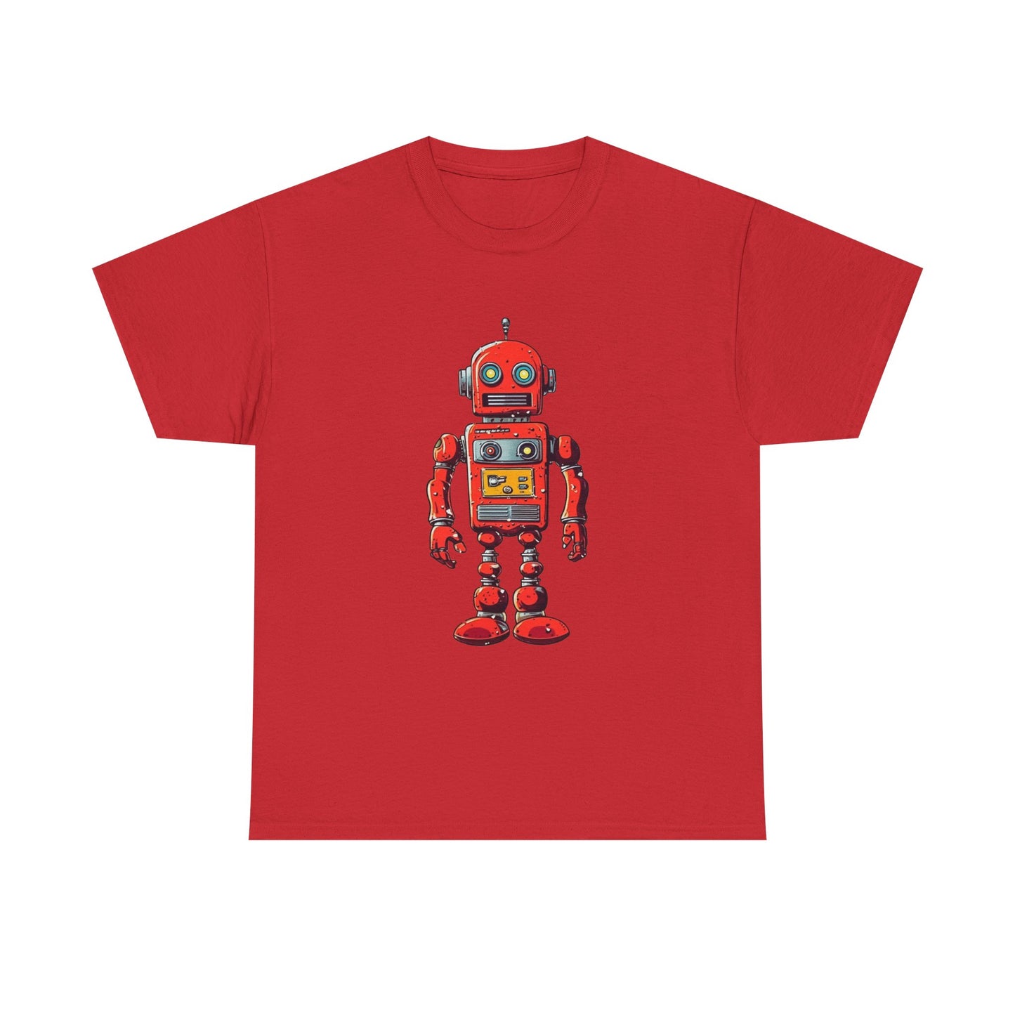 Vintage Red Robot T-Shirt Retro Sci-Fi Graphic Tee For Nerd Culture
