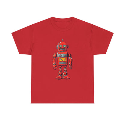 Vintage Red Robot T-Shirt Retro Sci-Fi Graphic Tee For Nerd Culture