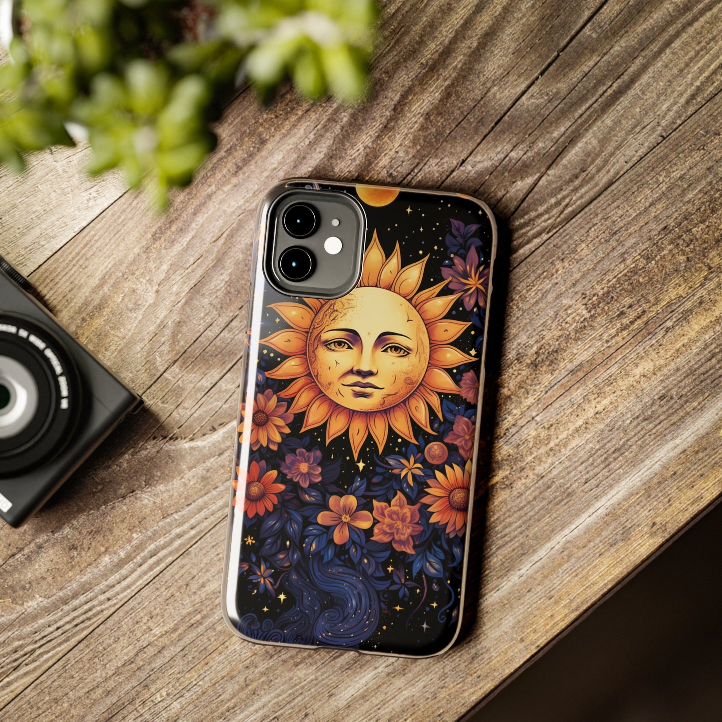 Cosmic Blooms: Floral Sun, Moon & Stars iPhone Case - Where Celestial Meets Botanical