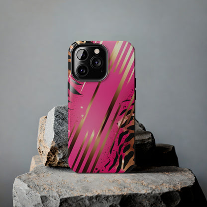 Elegant Wilderness: Pink & Gold Tiger Stripes | Mesmerizing Lush iPhone Case