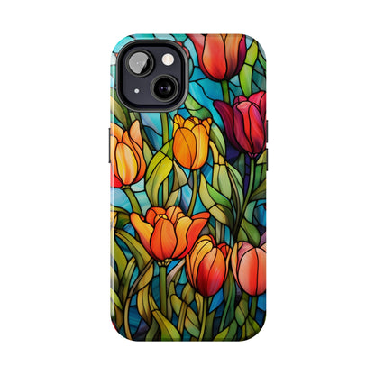 Stained Glass Tulip Floral Aesthetic iPhone Case | Embrace the Beauty of Nature in Full Bloom