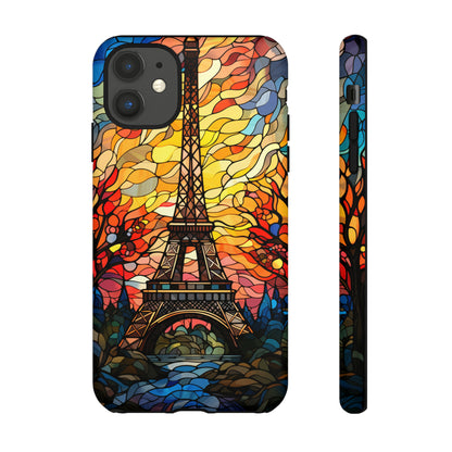 Parisian Elegance: Stained Glass Eiffel Tower | Artistic Flair iPhone Case for iPhone Models 11 through 14 Pro Max, Samsung Galaxy, and Google Pixel