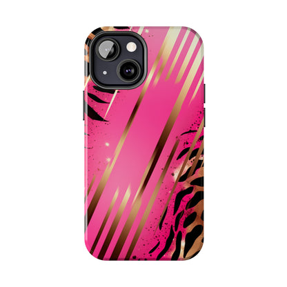 Elegant Wilderness: Pink & Gold Tiger Stripes | Mesmerizing Lush iPhone Case