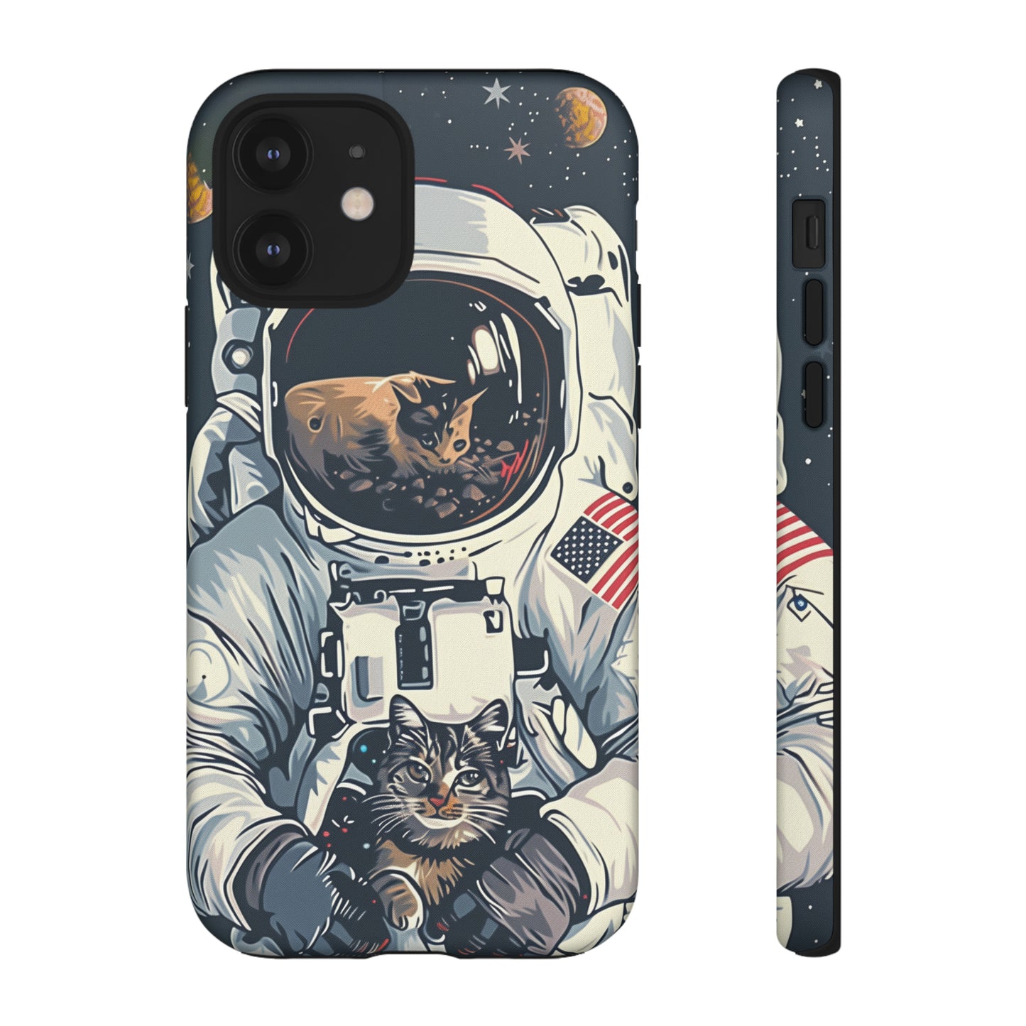 The Astronaut and the Cosmic Cat Phone Case