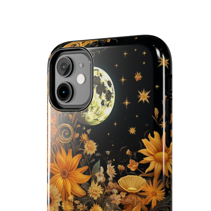 Cottagecore Floral Sun Moon Stars iPhone Case | Embrace Mystical Nature's Beauty