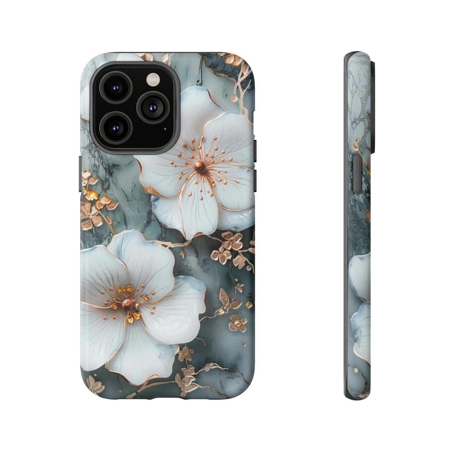 White Flower on Marble Stone  Phone Case