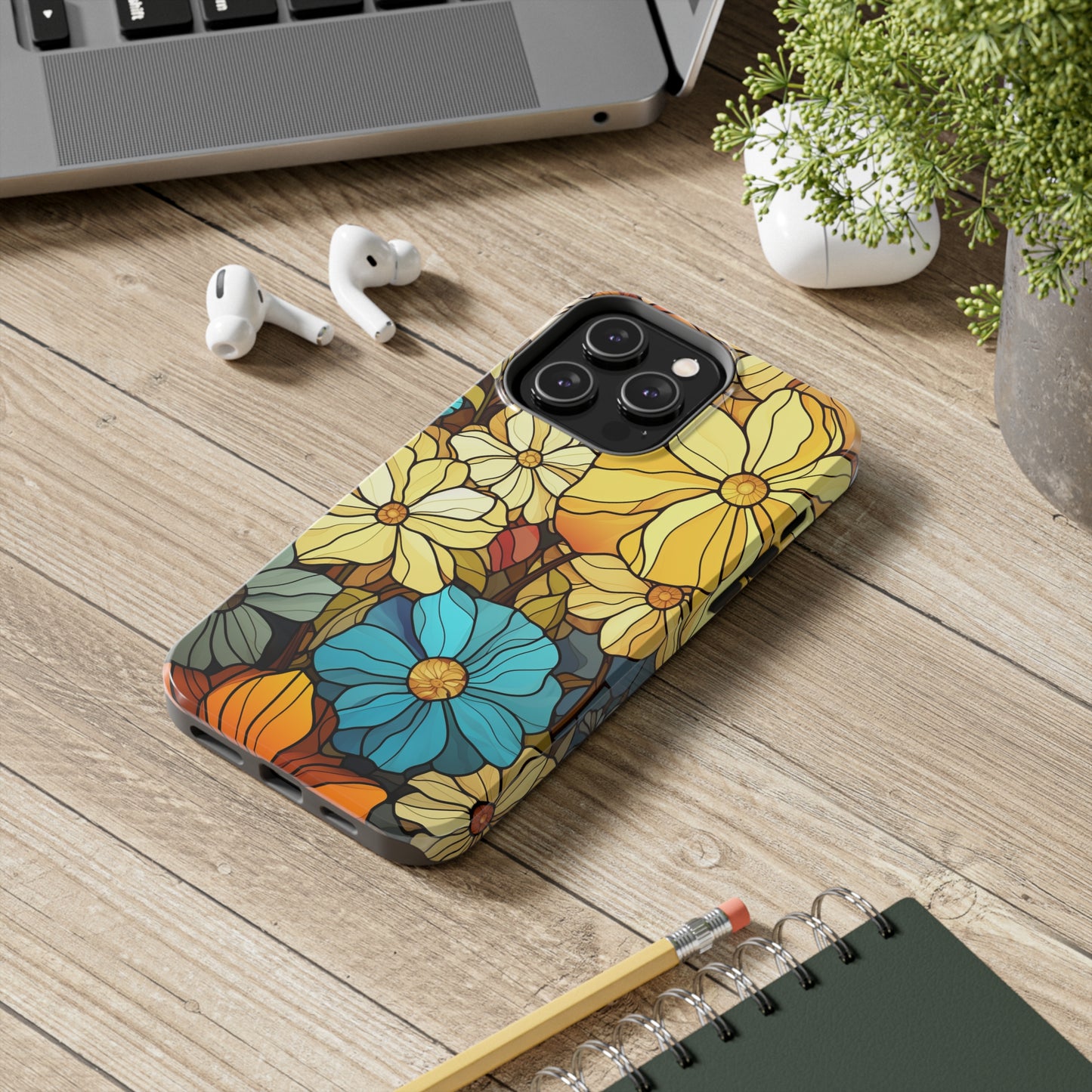 Kaleidoscopic Elegance: Stained Glass Vintage Floral iPhone Case – Timeless Beauty Illuminated