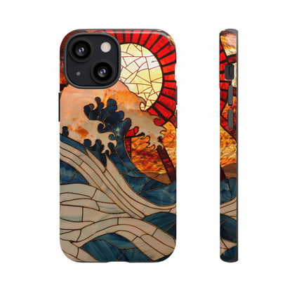 Japanese Rising Sun Phone Case Stained Glass Ocean Wave