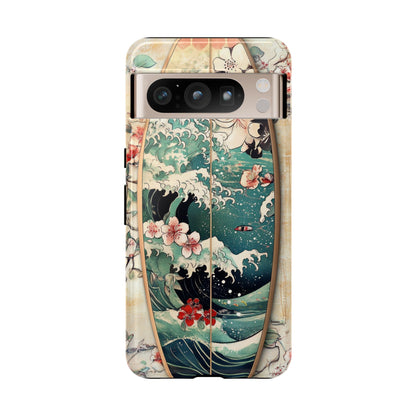 Vintage Tropical Surfboard Art Phone Case