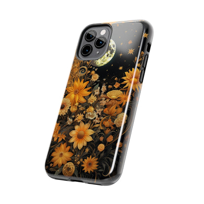 Cottagecore Floral Sun Moon Stars iPhone Case | Embrace Mystical Nature's Beauty