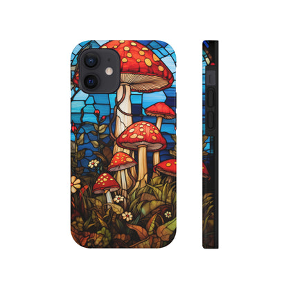 Stained Glass Mushroom Garden iPhone Case | Embrace Whimsical Beauty and Nature's Delight