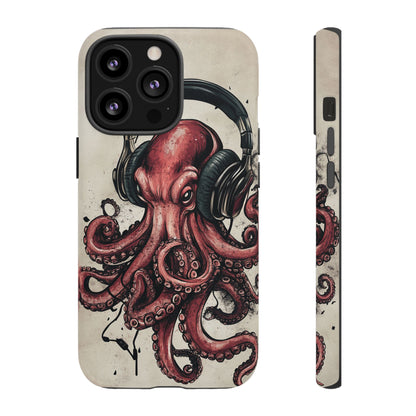 Retro Style Japanese Octopus Listening to Headphones Phone Cover