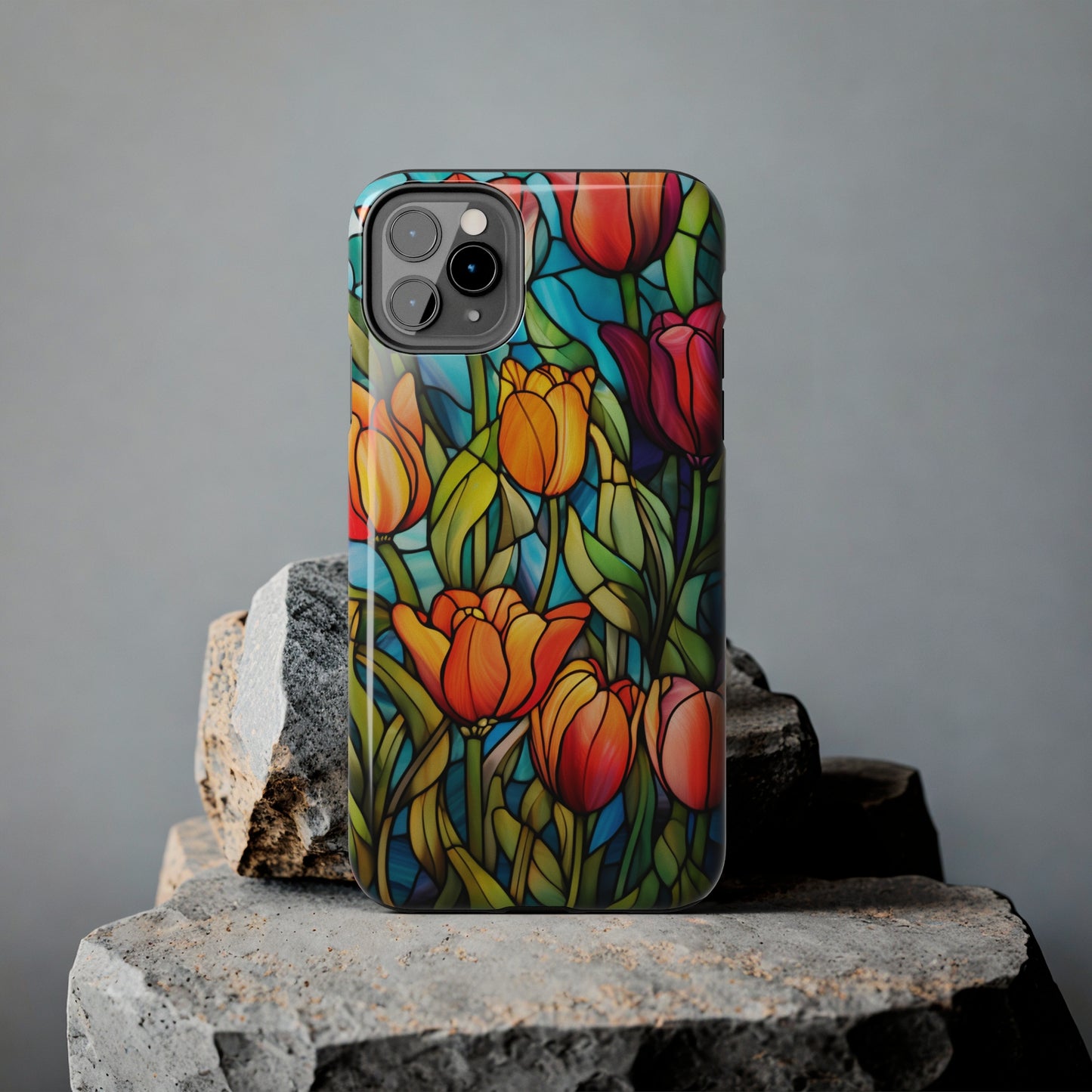 Stained Glass Tulip Floral Aesthetic iPhone Case | Embrace the Beauty of Nature in Full Bloom