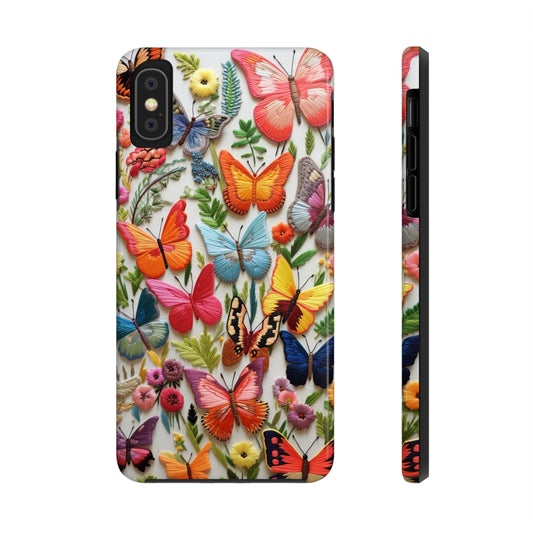 Embroidered butterfly motif iPhone case