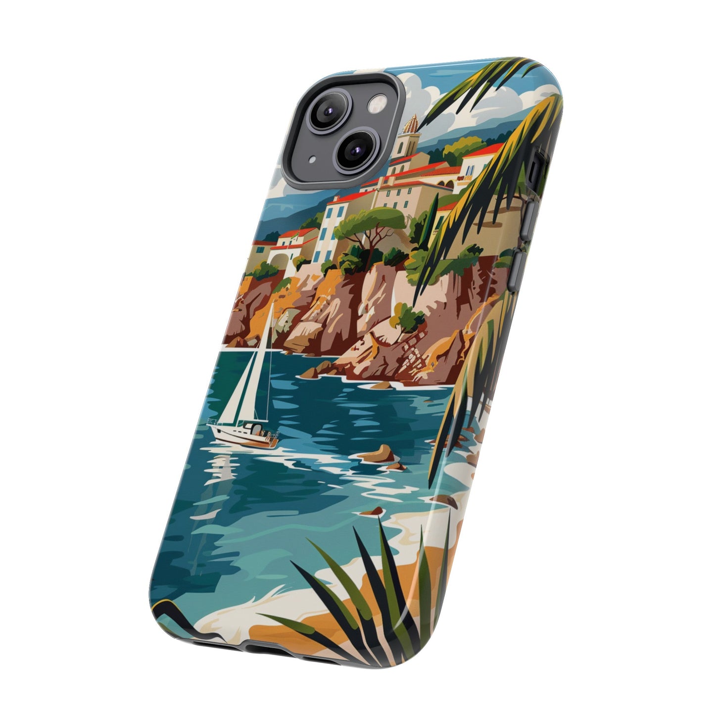 Midcentury French Riviera Sailboat Painting Phone Case