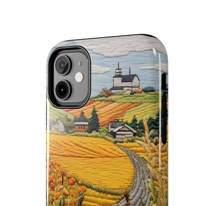 Harvest Hues: Halloween Pumpkin Patch | Embroidered Landscape for iPhone Range