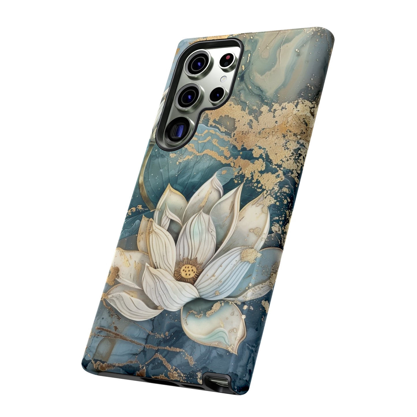 Zen Stained Glass Marble Lotus Floral Design Phone Case