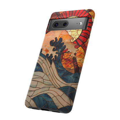 Japanese Rising Sun Phone Case Stained Glass Ocean Wave