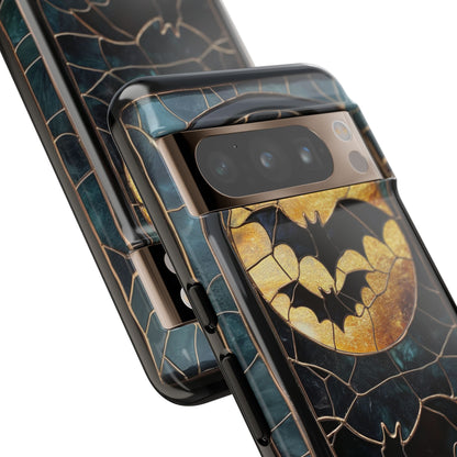 Halloween Phone Case Bats Stained Glass Style Spooky Moon Phone Cover