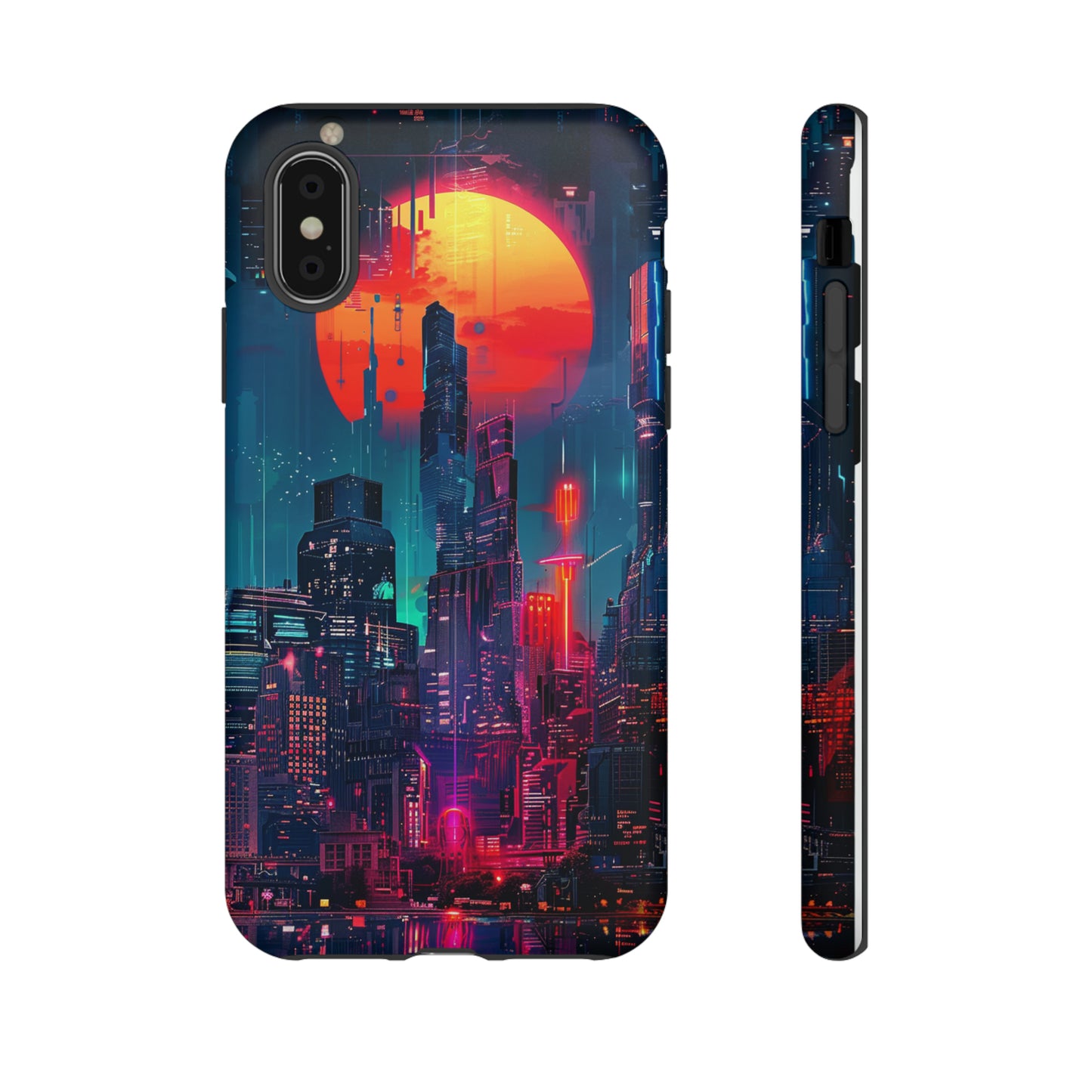 Cyberpunk Full Moon Cityscape Phone Case