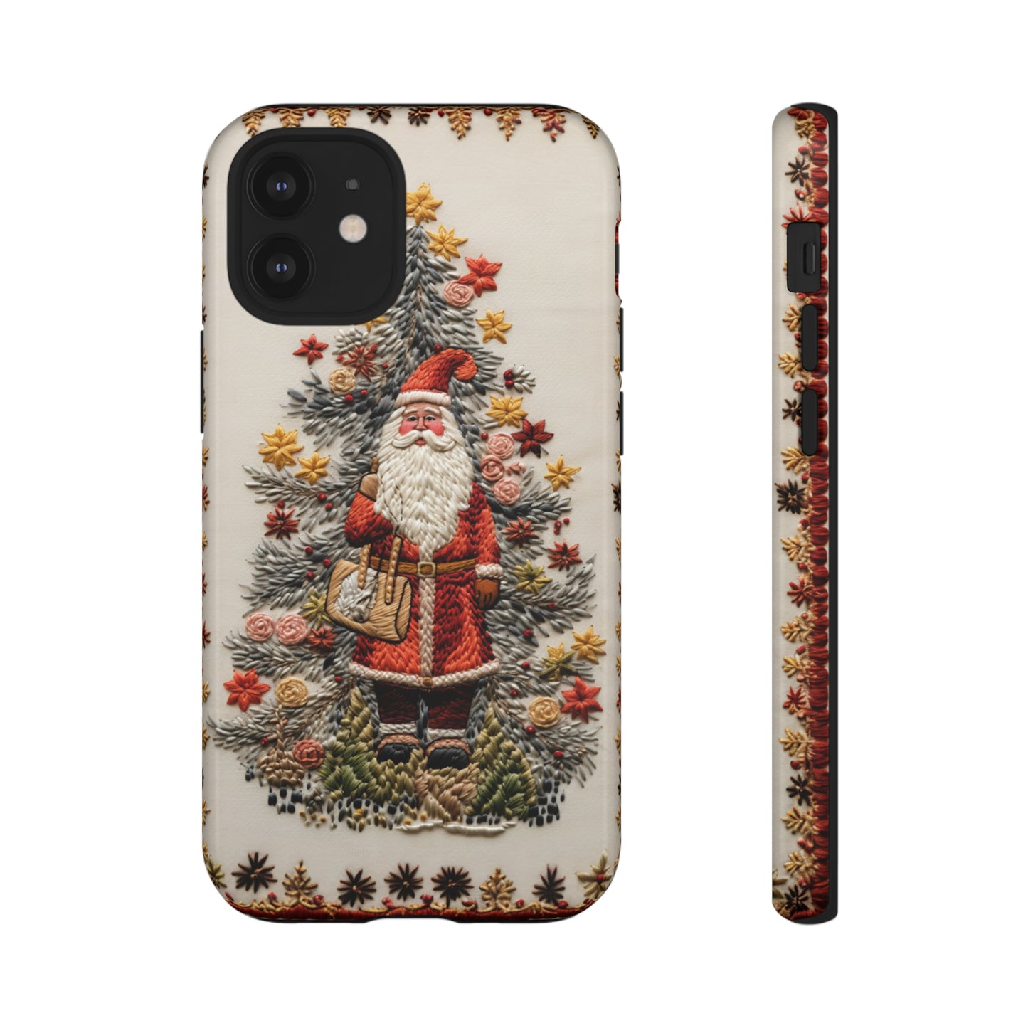 Vintage Embroidery Christmas Santa Phone Case