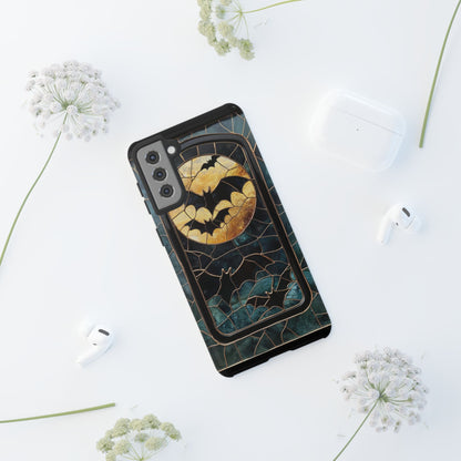 Halloween Phone Case Bats Stained Glass Style Spooky Moon Phone Cover