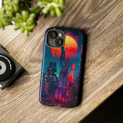 Cyberpunk Full Moon Cityscape Phone Case