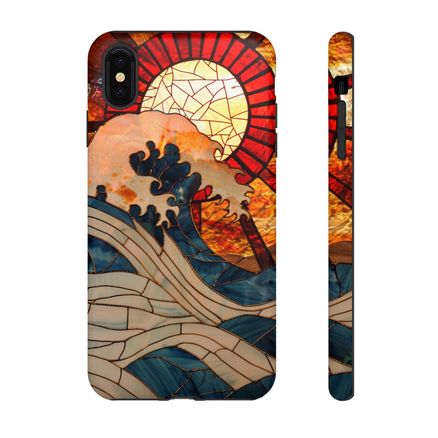 Japanese Rising Sun Phone Case Stained Glass Ocean Wave