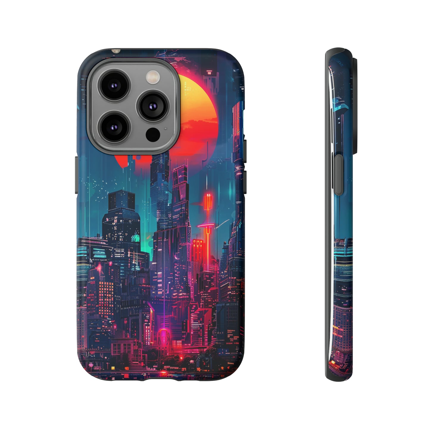 Cyberpunk Full Moon Cityscape Phone Case