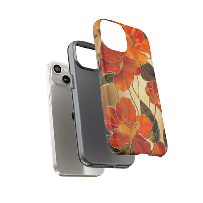 Orange Floral Phone Case Stained Glass Flower Aesthetic