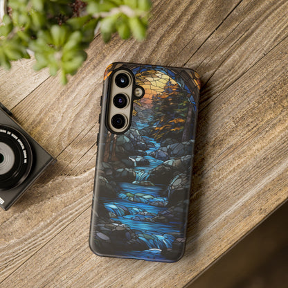 Stained Glass Stone Bridge and River Art Phone Case