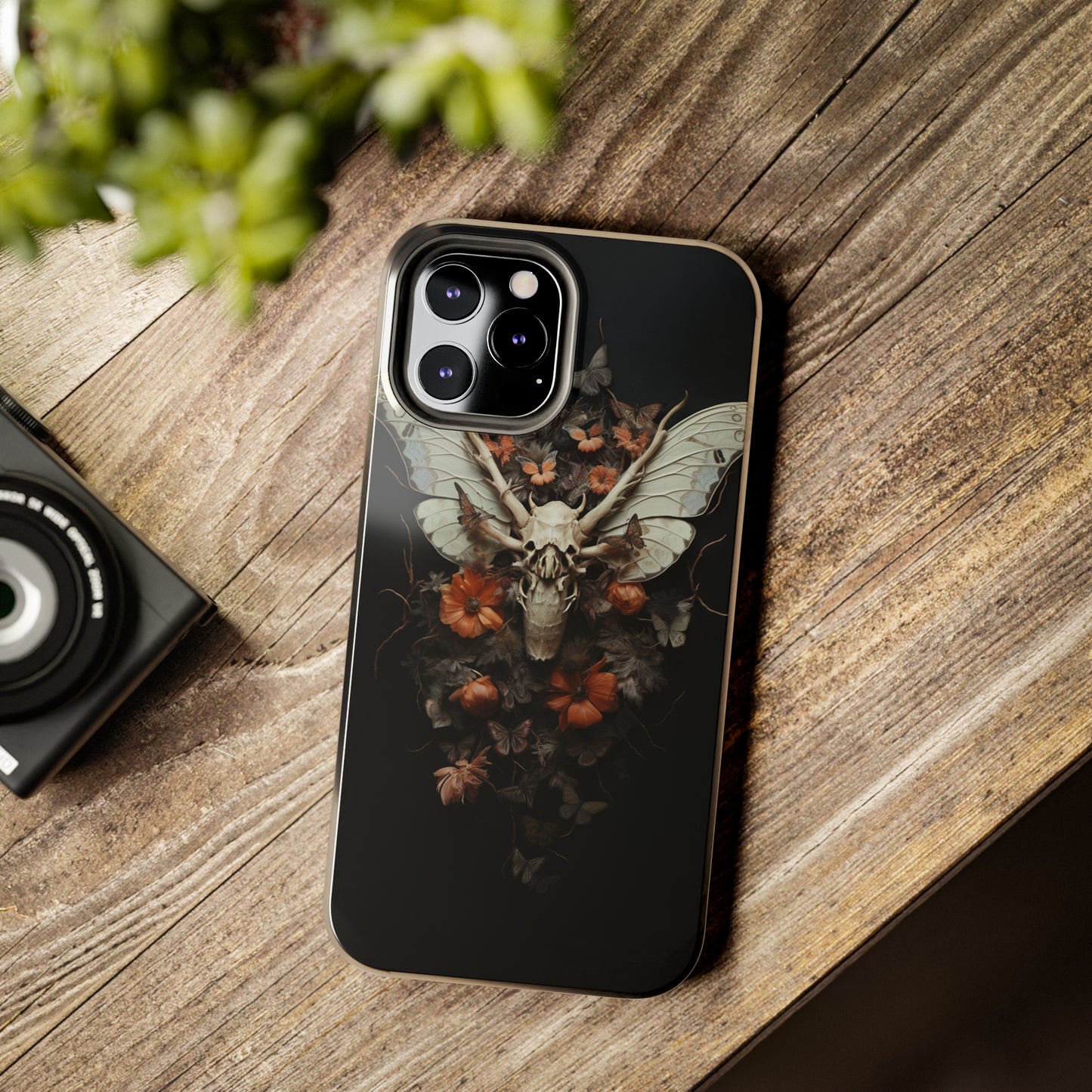 Deadhead Moth Gothic Dark Academia iPhone Case | Spooky Skull Mysterious Elegance